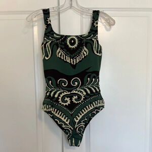 NWT Sea New York Charlough Print One Piece Swimsuit Size Small Green/Black